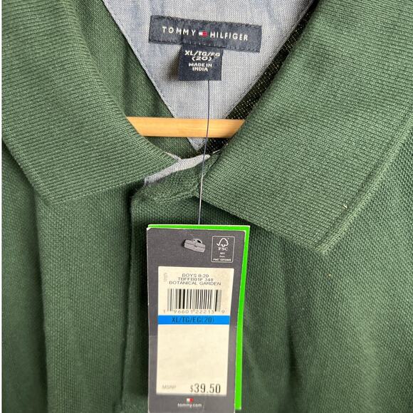 Tommy Hilfiger Regular Fit Short Sleeve NWT Botanical Green XL Boys - Picture 4 of 5